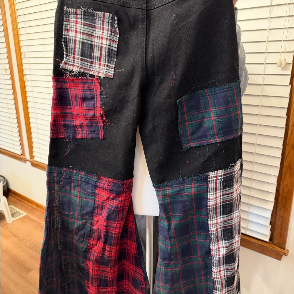 Dolls Kill Current Mood Black and Plaid Patchwork Jeans. New w/tags - Picture 6 of 7